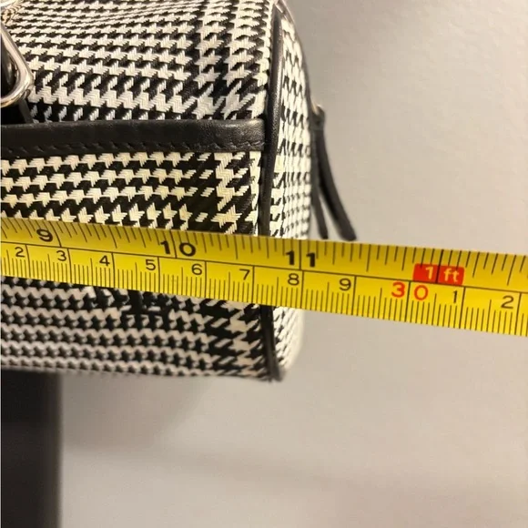 Ralph Lauren Black White Houndstooth Barrel Baguette Shoulder Bag | 11x5x3.5" - Picture 9 of 12